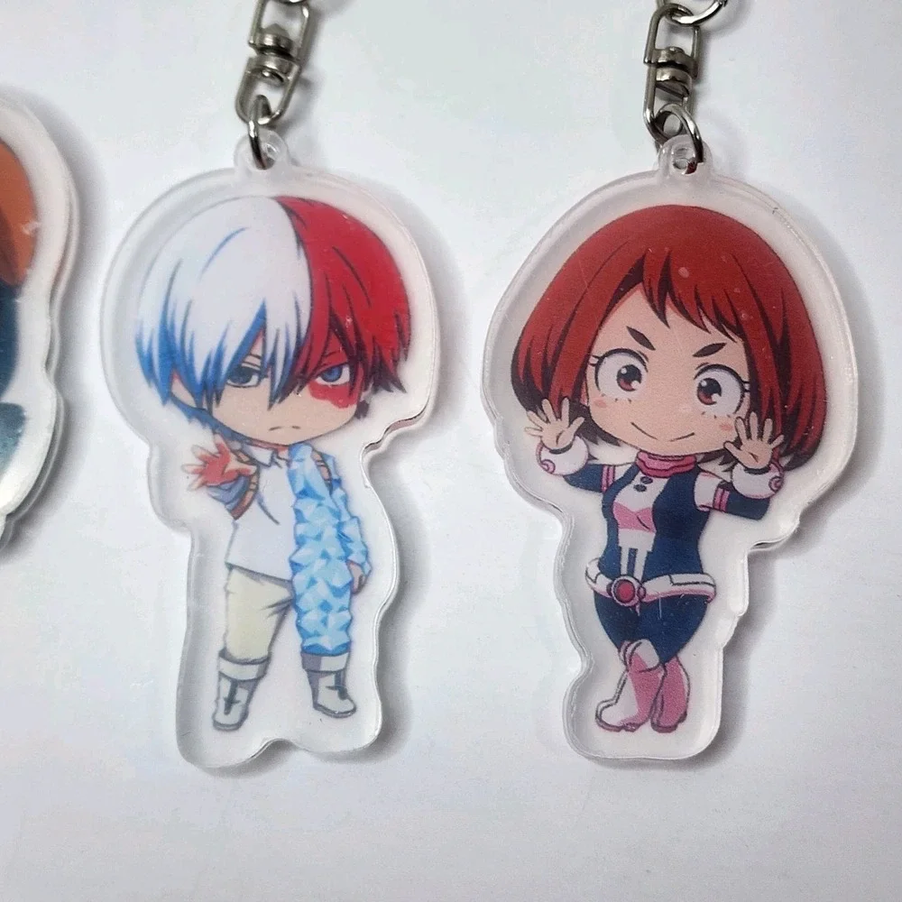 Set of 7 My Hero Academia Anime Acrylic Keychain Keyring Clips Clear Backs